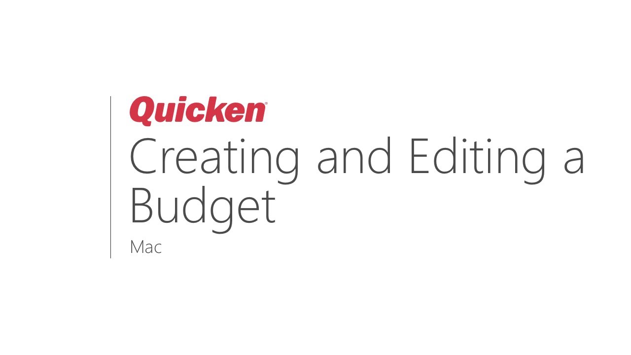 create budget in quicken for mac